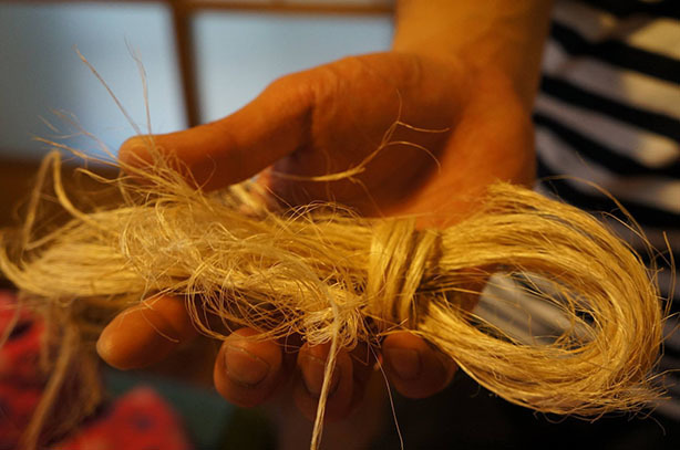 芭蕉の繊維からできた糸